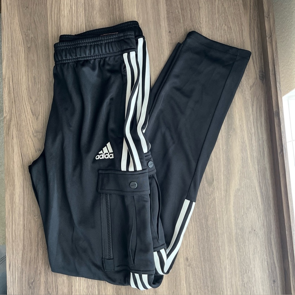 NEW Adidas Black Pants with White Stripes Boys XL